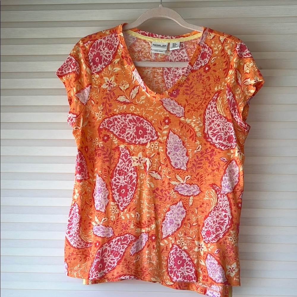 Rachel Zoe Orange, Yellow & Pink Short Sleeve Tee Shirt